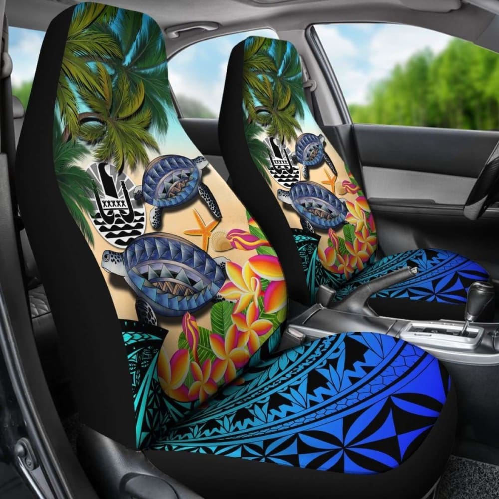 Tahiti Car Seat Covers - Polynesian Turtle Coconut Tree And Plumeria Amazing 091114 - YourCarButBetter