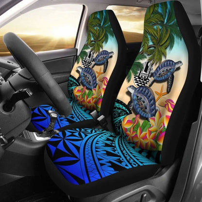 Tahiti Car Seat Covers - Polynesian Turtle Coconut Tree And Plumeria Amazing 091114 - YourCarButBetter