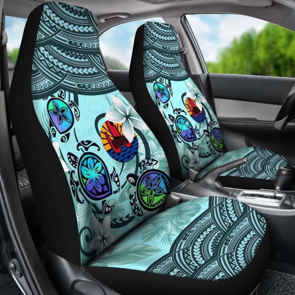 Tahiti Car Seat Covers - Polynesian Turtle Plumeria Blue Amazing 091114 - YourCarButBetter