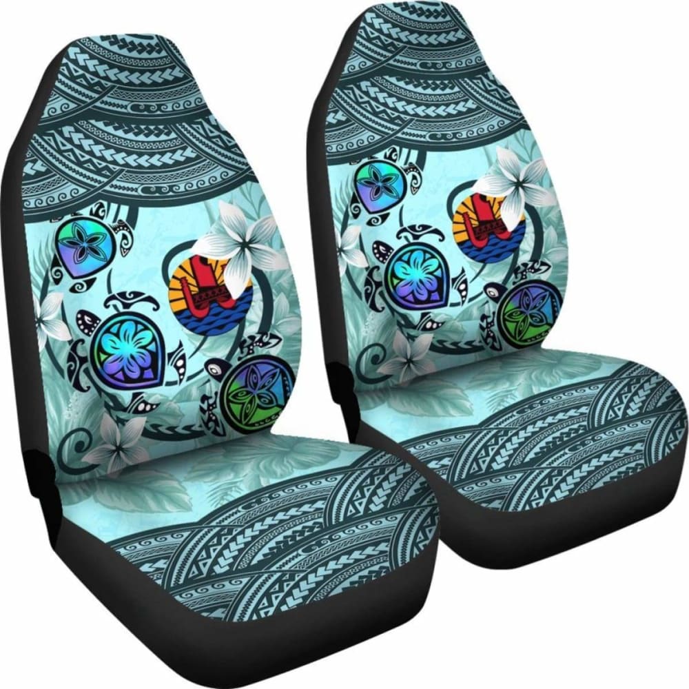 Tahiti Car Seat Covers - Polynesian Turtle Plumeria Blue Amazing 091114 - YourCarButBetter