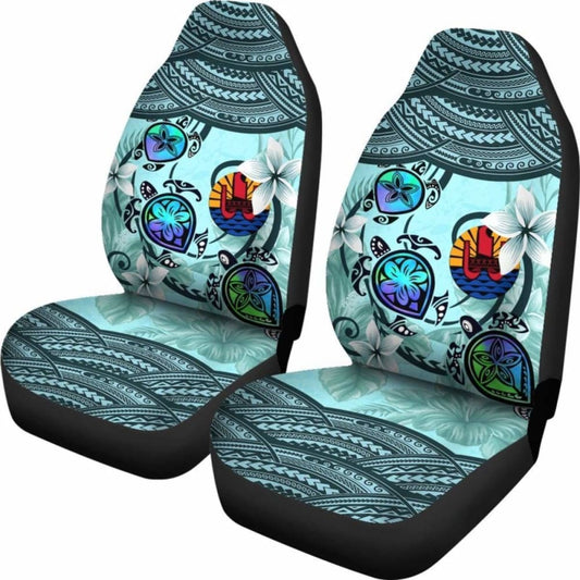 Tahiti Car Seat Covers - Polynesian Turtle Plumeria Blue Amazing 091114 - YourCarButBetter