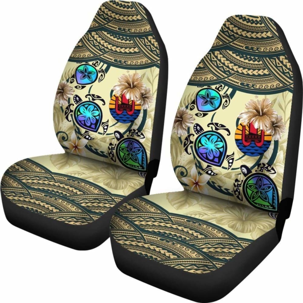 Tahiti Car Seat Covers - Polynesian Turtle Plumeria Blue Amazing 091114 - YourCarButBetter