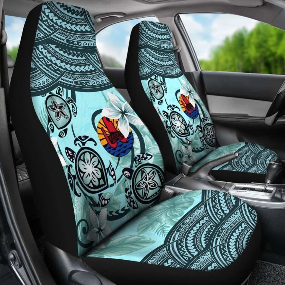 Tahiti Car Seat Covers - Polynesian Turtle Plumeria Blue Amazing 091114 - YourCarButBetter