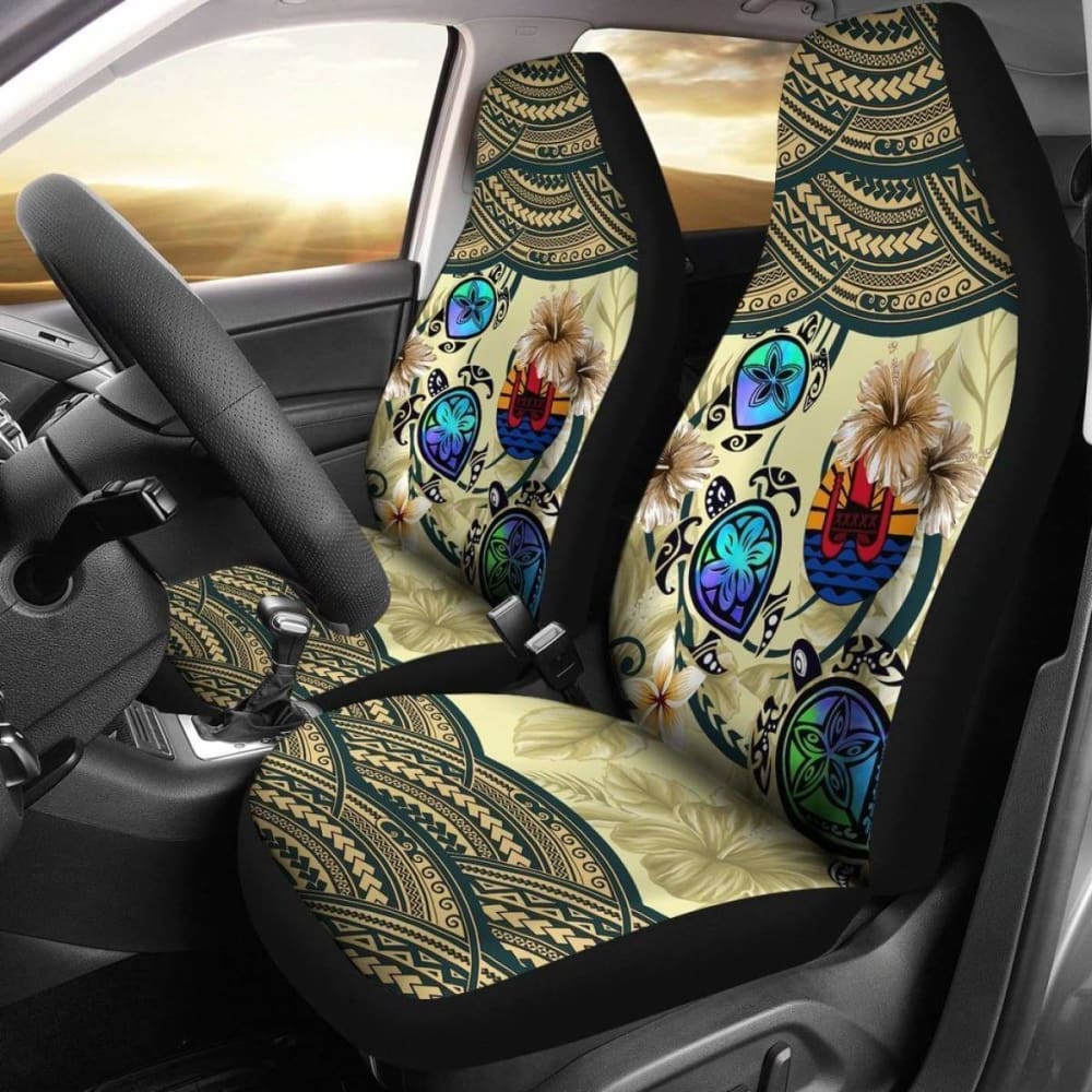 Tahiti Car Seat Covers - Polynesian Turtle Plumeria Blue Amazing 091114 - YourCarButBetter