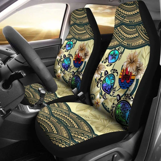 Tahiti Car Seat Covers - Polynesian Turtle Plumeria Blue Amazing 091114 - YourCarButBetter