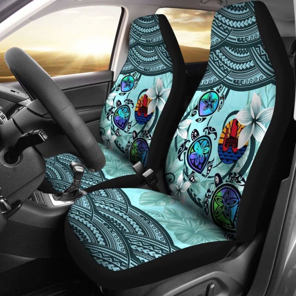 Tahiti Car Seat Covers - Polynesian Turtle Plumeria Blue Amazing 091114 - YourCarButBetter