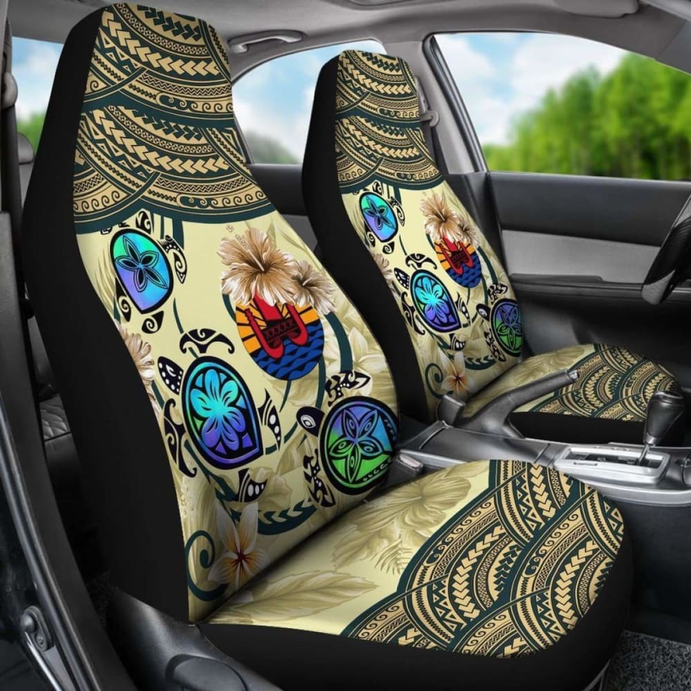 Tahiti Car Seat Covers - Polynesian Turtle Plumeria Blue Amazing 091114 - YourCarButBetter