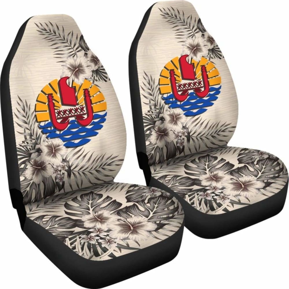 Tahiti Car Seat Covers The Beige Hibiscus (Set Of Two) 7 232125 - YourCarButBetter