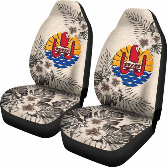 Tahiti Car Seat Covers The Beige Hibiscus (Set Of Two) 7 232125 - YourCarButBetter
