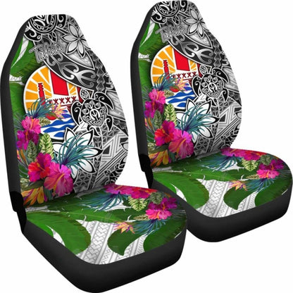 Tahiti Car Seat Covers White - Turtle Plumeria Banana Leaf - 091114 - YourCarButBetter