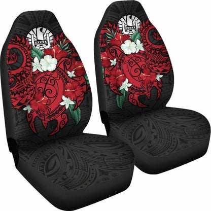 Tahiti Polynesian Car Seat - Coat Of Arms With Hibiscus And Sea Turtle (Red) - Amazing 091114 - YourCarButBetter