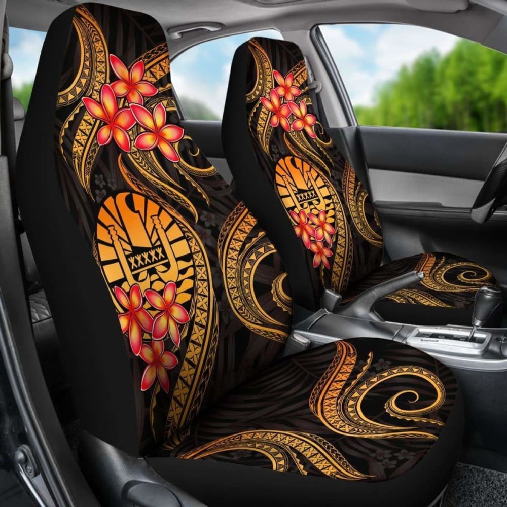 Tahiti Polynesian Car Seat Covers - Gold Plumeria - 105905 - YourCarButBetter