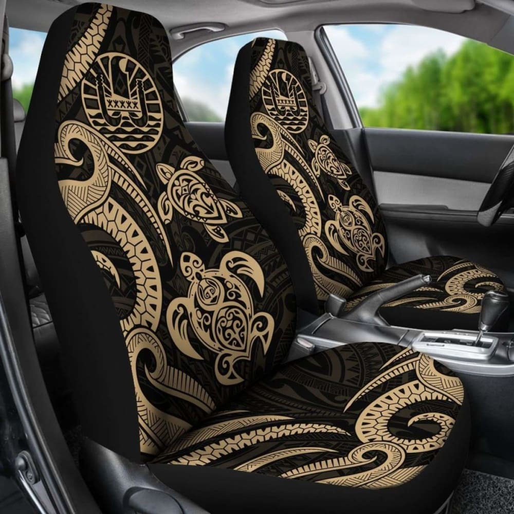 Tahiti Polynesian Car Seat Covers - Gold Tentacle Turtle - 091114 - YourCarButBetter