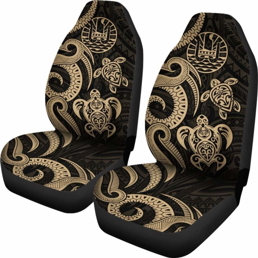 Tahiti Polynesian Car Seat Covers - Gold Tentacle Turtle - 091114 - YourCarButBetter