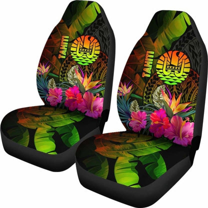 Tahiti Polynesian Car Seat Covers - Hibiscus And Banana Leaves - 232125 - YourCarButBetter