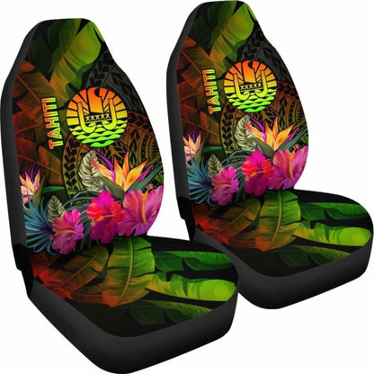 Tahiti Polynesian Car Seat Covers - Hibiscus And Banana Leaves - 232125 - YourCarButBetter