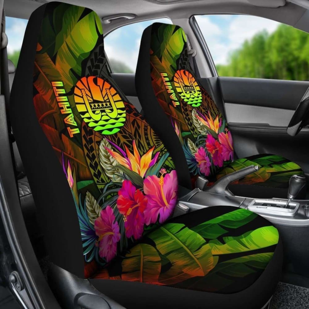 Tahiti Polynesian Car Seat Covers - Hibiscus And Banana Leaves - 232125 - YourCarButBetter