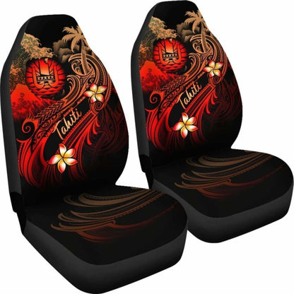 Tahiti Polynesian Car Seat Covers - Plumeria Flowers And Waves - 105905 - YourCarButBetter