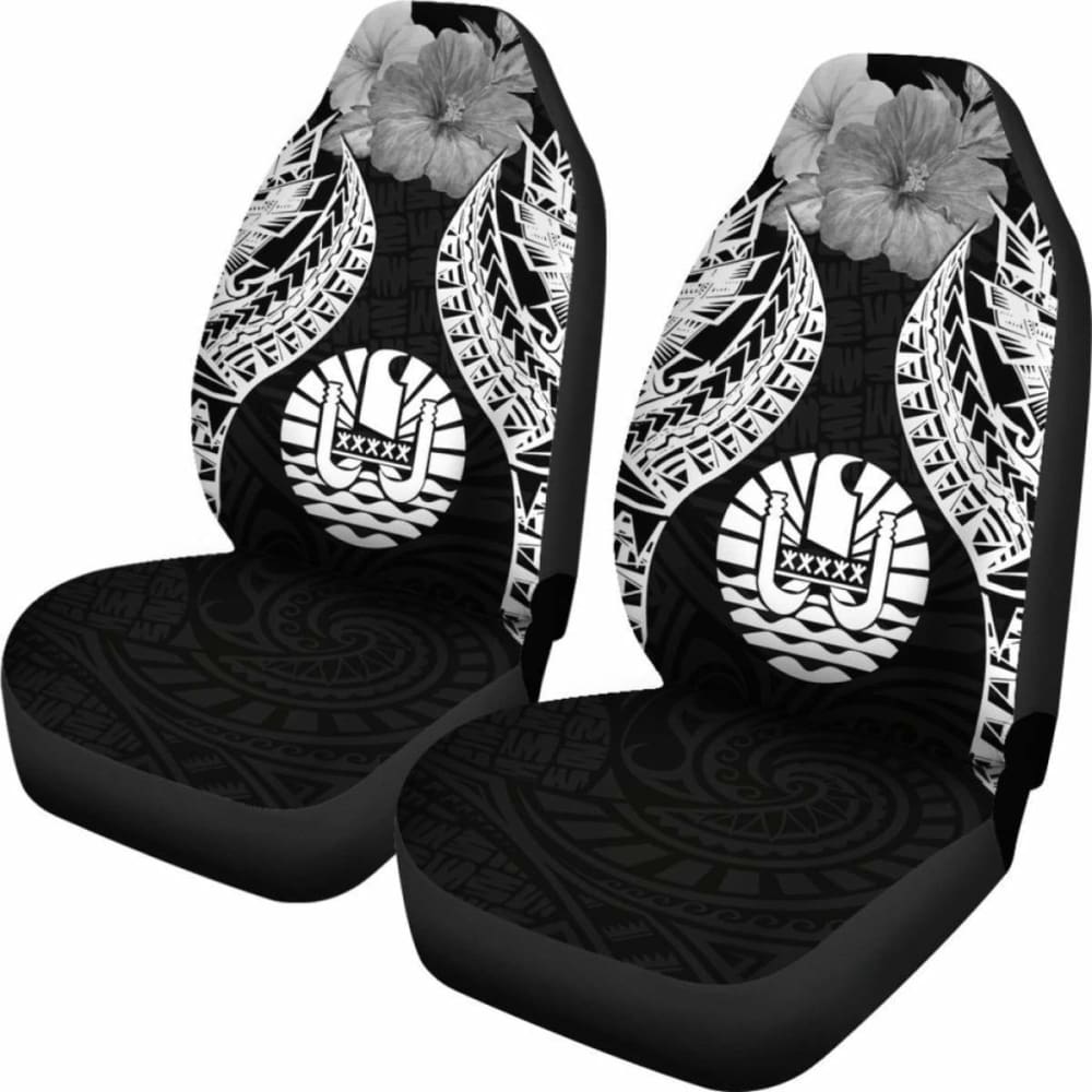 Tahiti Polynesian Car Seat Covers Pride Seal And Hibiscus Black - 232125 - YourCarButBetter
