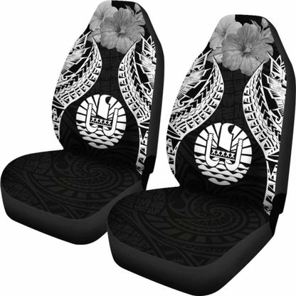 Tahiti Polynesian Car Seat Covers Pride Seal And Hibiscus Black - 232125 - YourCarButBetter