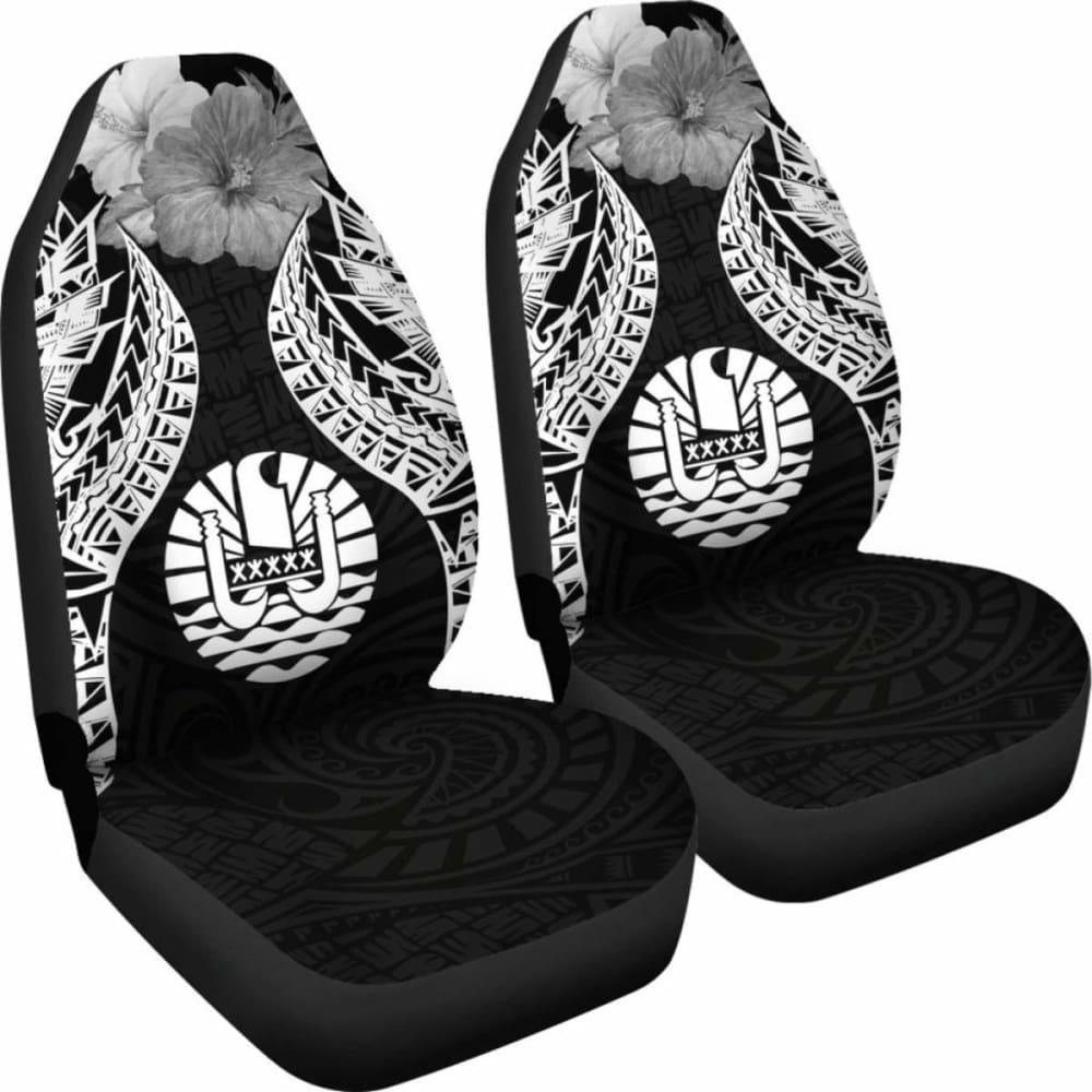 Tahiti Polynesian Car Seat Covers Pride Seal And Hibiscus Black - 232125 - YourCarButBetter