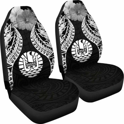 Tahiti Polynesian Car Seat Covers Pride Seal And Hibiscus Black - 232125 - YourCarButBetter
