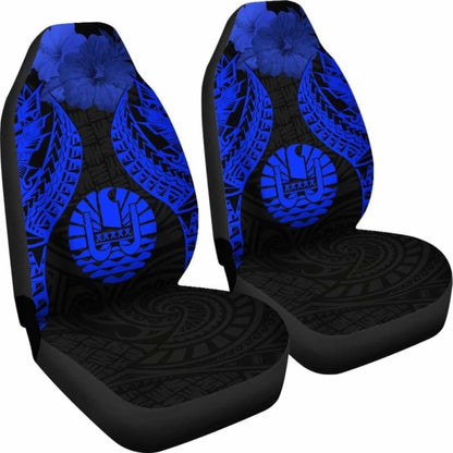 Tahiti Polynesian Car Seat Covers Pride Seal And Hibiscus Blue - 232125 - YourCarButBetter