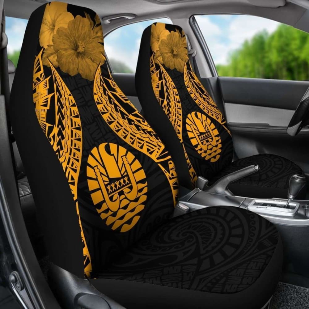 Tahiti Polynesian Car Seat Covers Pride Seal And Hibiscus Gold - 232125 - YourCarButBetter