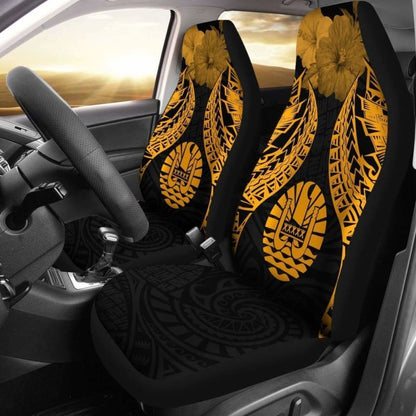 Tahiti Polynesian Car Seat Covers Pride Seal And Hibiscus Gold - 232125 - YourCarButBetter