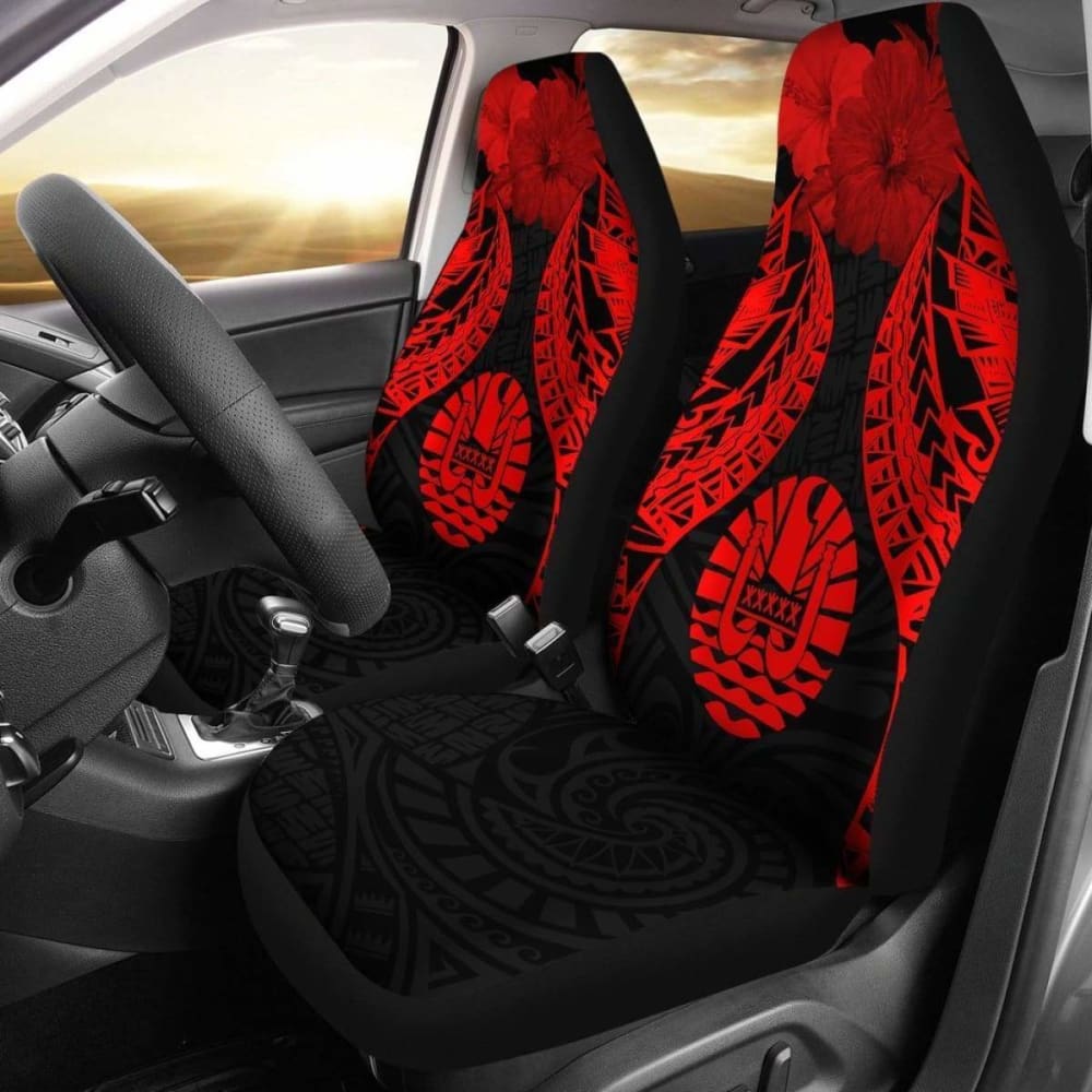 Tahiti Polynesian Car Seat Covers Pride Seal And Hibiscus Red - 232125 - YourCarButBetter