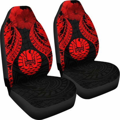 Tahiti Polynesian Car Seat Covers Pride Seal And Hibiscus Red - 232125 - YourCarButBetter