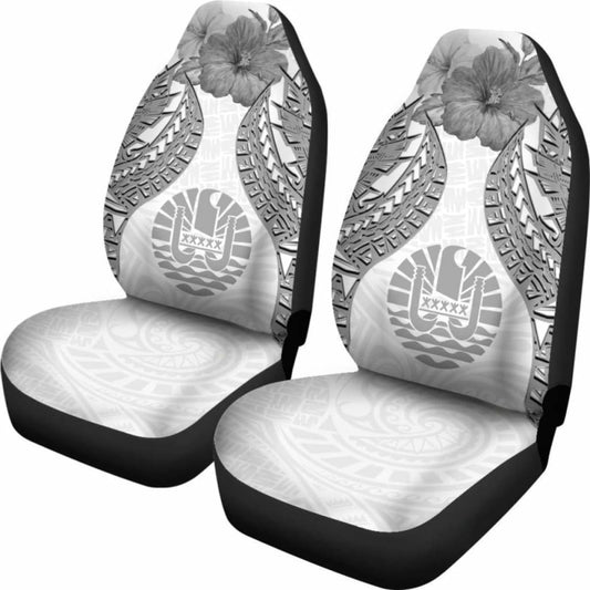 Tahiti Polynesian Car Seat Covers Pride Seal And Hibiscus White - 232125 - YourCarButBetter
