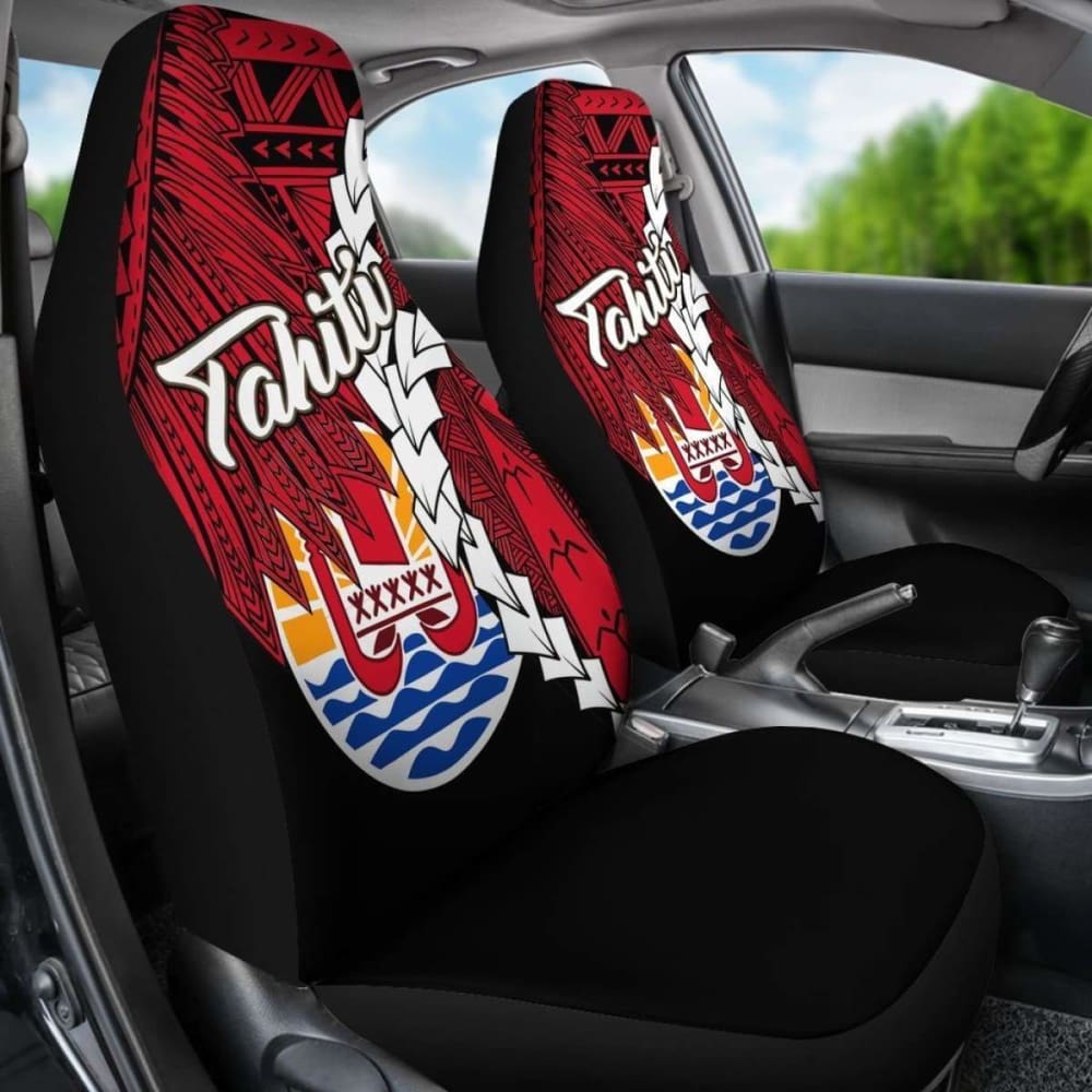 Tahiti Polynesian Car Seat Covers - Tribal Wave Tattoo Flag Style - 174914 - YourCarButBetter