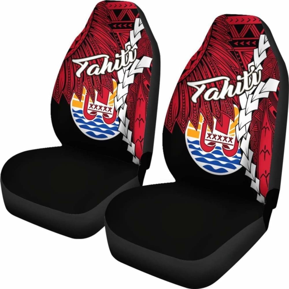 Tahiti Polynesian Car Seat Covers - Tribal Wave Tattoo Flag Style - 174914 - YourCarButBetter