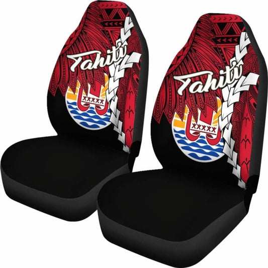 Tahiti Polynesian Car Seat Covers - Tribal Wave Tattoo Flag Style - 174914 - YourCarButBetter