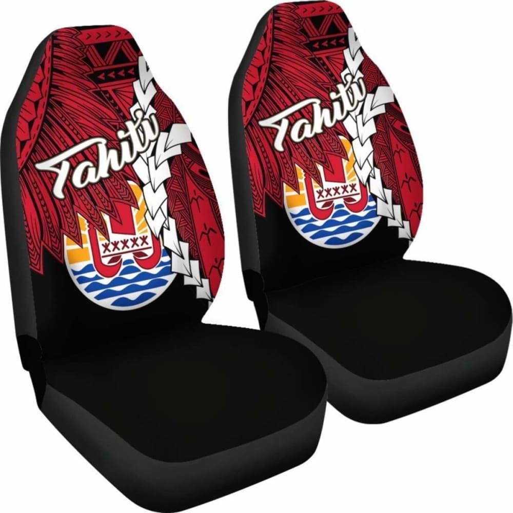 Tahiti Polynesian Car Seat Covers - Tribal Wave Tattoo Flag Style - 174914 - YourCarButBetter