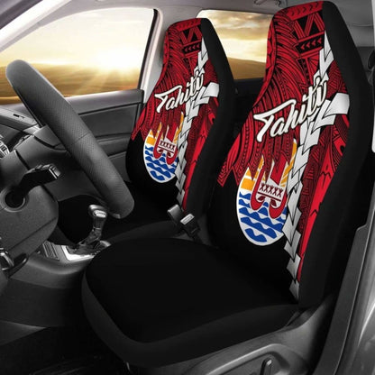 Tahiti Polynesian Car Seat Covers - Tribal Wave Tattoo Flag Style - 174914 - YourCarButBetter