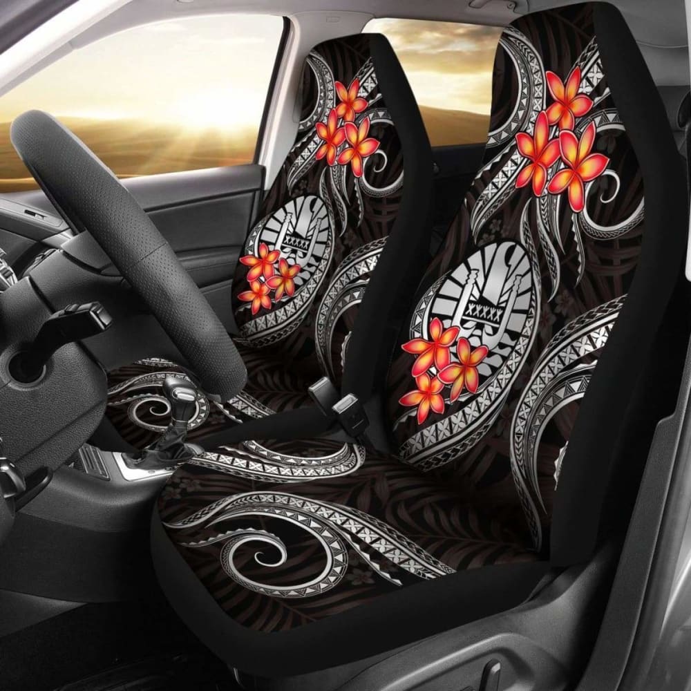 Tahiti Polynesian Car Seat Covers - White Plumeria - 105905 - YourCarButBetter
