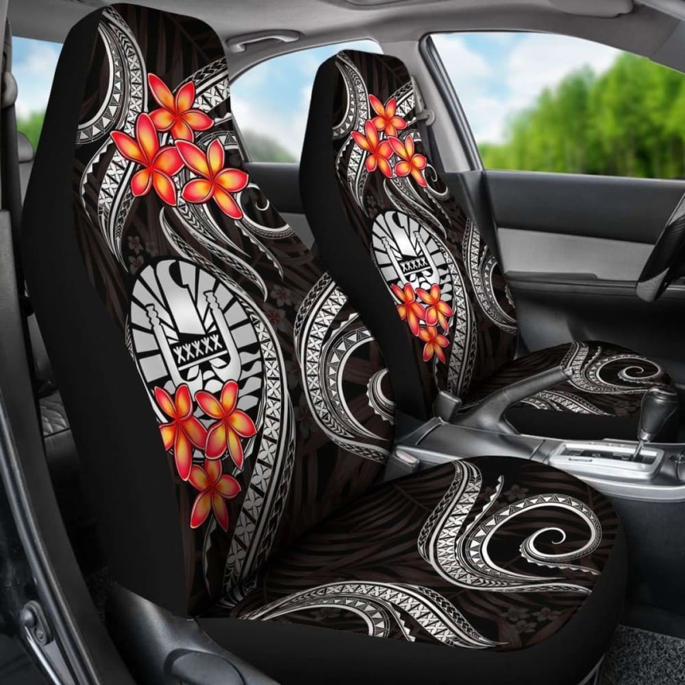 Tahiti Polynesian Car Seat Covers - White Plumeria - 105905 - YourCarButBetter