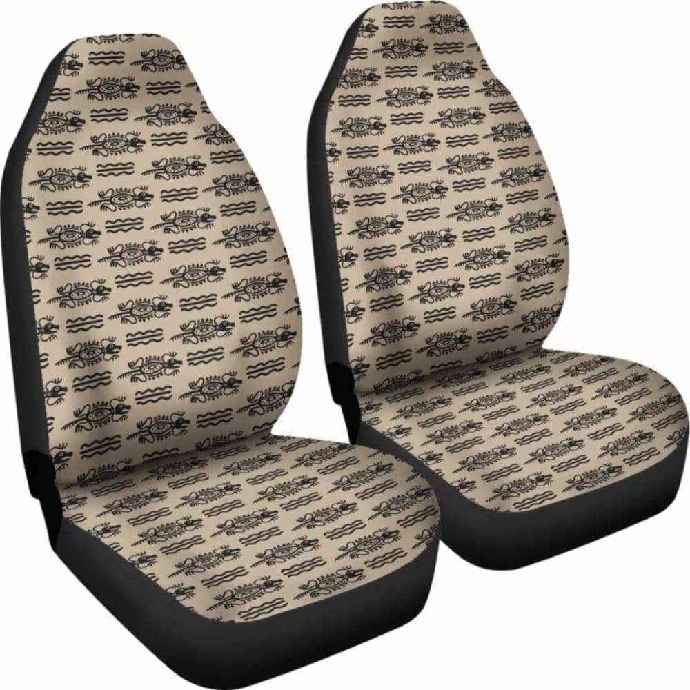 Tan Tribal Lizard Iguana Ethnic Polynesian Car Seat Covers 174914 - YourCarButBetter
