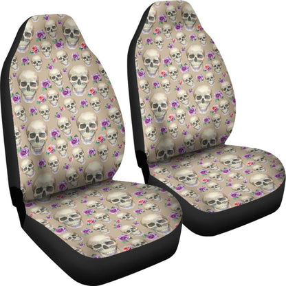 Tan With Skulls And Roses Car Seat Covers 174510 - YourCarButBetter