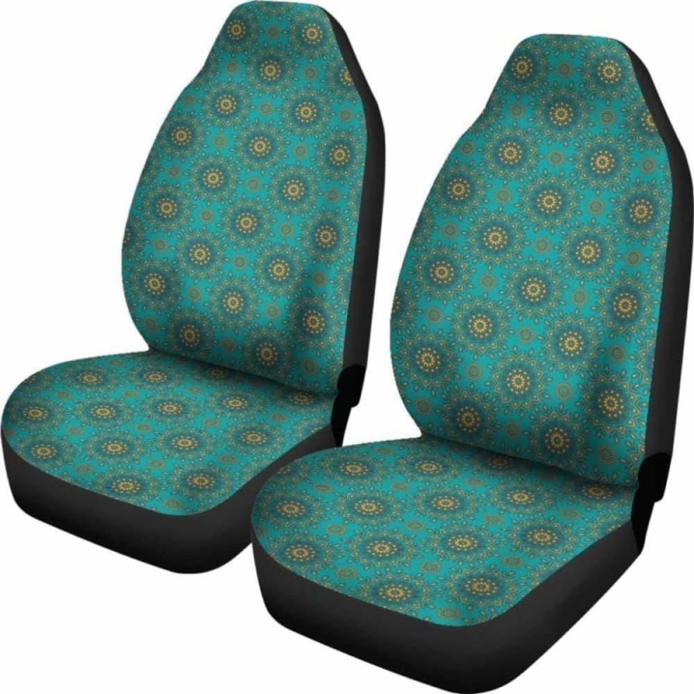 Teal And Yellow Gold Mandala Pattern Car Seat Covers 105905 - YourCarButBetter