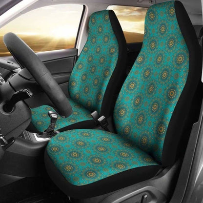 Teal And Yellow Gold Mandala Pattern Car Seat Covers 105905 - YourCarButBetter