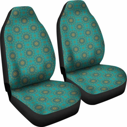 Teal And Yellow Gold Mandala Pattern Car Seat Covers 105905 - YourCarButBetter