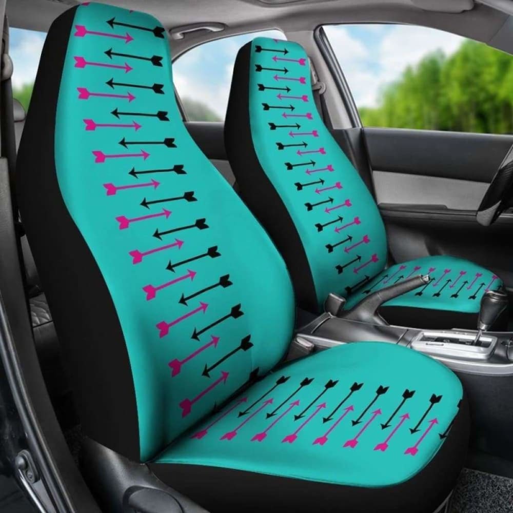 Teal With Pink And Black Arrows Car Seat Covers 105905 - YourCarButBetter