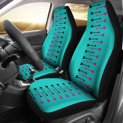 Teal With Pink And Black Arrows Car Seat Covers 105905 - YourCarButBetter