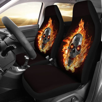 Terrified Flame Skull Car Seat Covers 210802