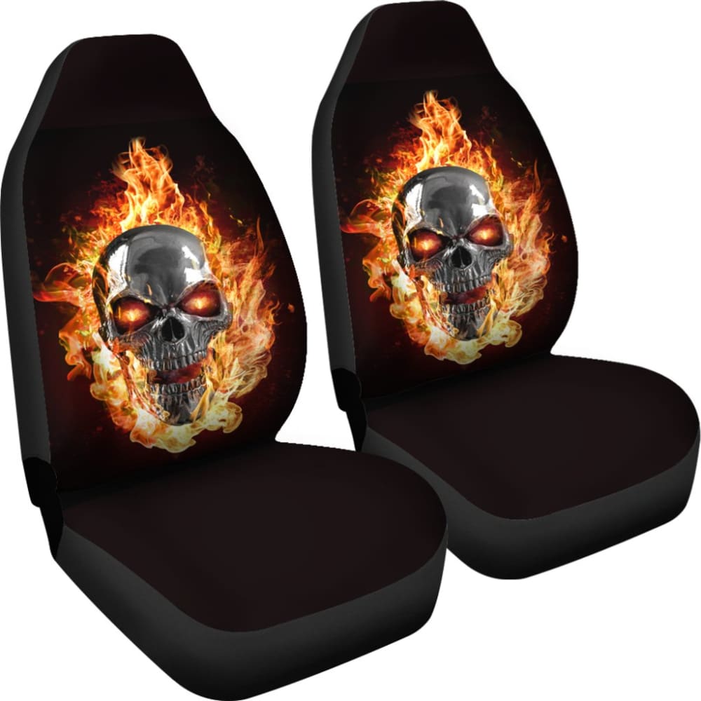 Terrified Flame Skull Car Seat Covers 210802