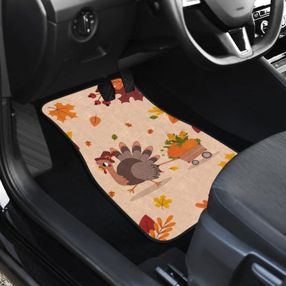 Thanksgiving Turkey Happy Moments With Autumn Leaves Car Floor Mats 211305 - YourCarButBetter