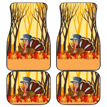 Thanksgiving Turkey In Autumn Leaves Tree Car Floor Mats 211305 - YourCarButBetter